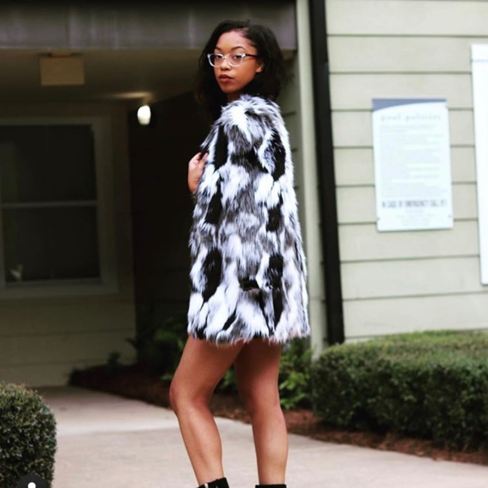 Black and White faux fur coat